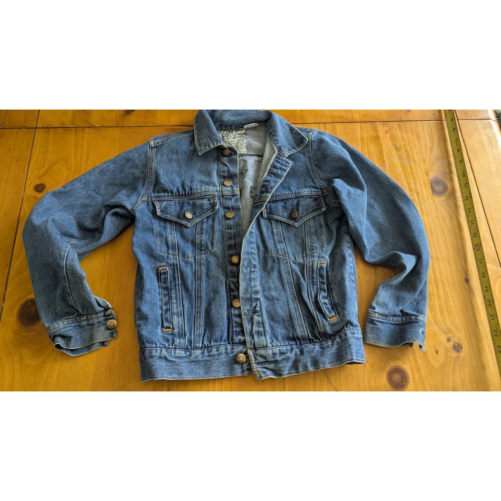 Vintage Tiger Bay Kids Blue Denim Trucker Jacket Medium Wash 100% Cotton Size M